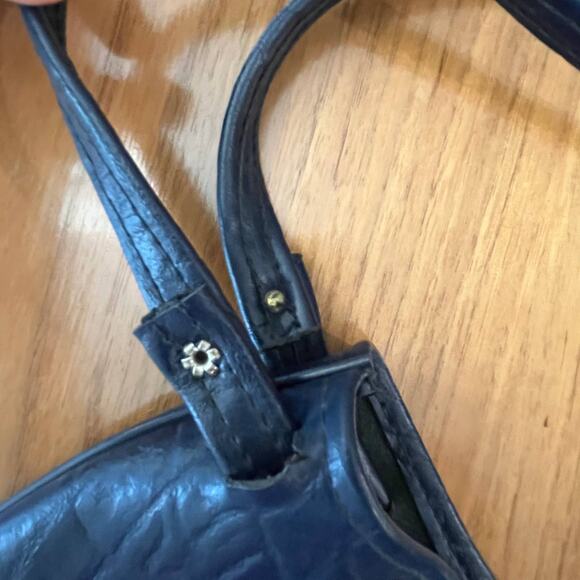 Vintage Navy Blue Vinyl Bag Red Watermelon Slice Pockets - Picture 9 of 10